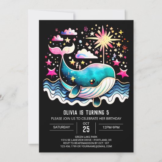 Boho walvis golven meisje verjaardag kaart (Voorkant)