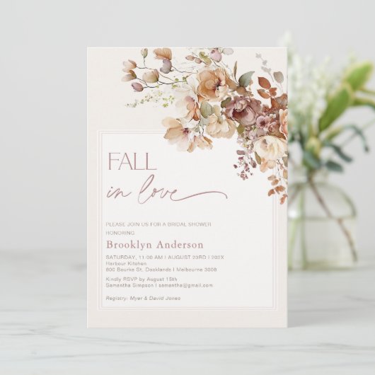 Boho Warm Herfst Bloemen Herfst In Love Vrijgezell Kaart (Staand voorkant)