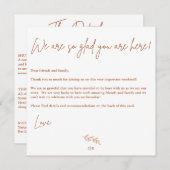 Boho Warm Wedding Welkom Card Kaart (Voorkant / Achterkant)