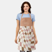 Boho Warped Checker gepersonaliseerd monogram Schort (Gedragen)