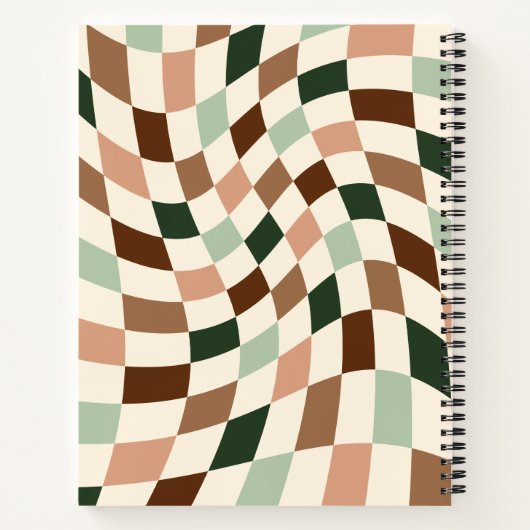 Boho Warped Checkerboard gepersonaliseerd monogram Notitieboek (Achterkant)