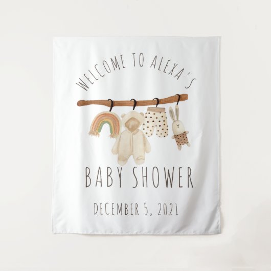 Boho waslijn baby shower welkomstbord wandkleed (Voorkant)