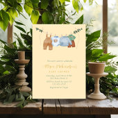 Boho waslijn jongen pastel waterverf baby shower kaart