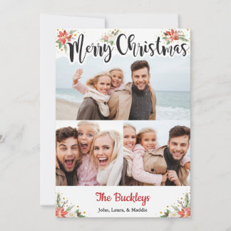 Boho Watercolor Bloem Kerst Collagekaart Feestdagenkaart