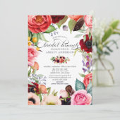 Boho Watercolor Bloemen Bruids Brunch Kaart (Staand voorkant)