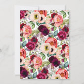 Boho Watercolor Bloemen Bruids Brunch Kaart (Achterkant)