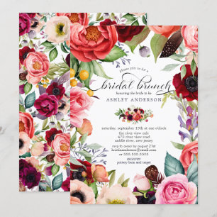 Boho Watercolor Bloemen Bruids Brunch Kaart