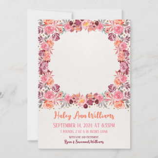 Boho Watercolor Bloemen Nieuwe Geboorte Foto van B Aankondiging