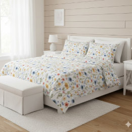 Boho Watercolor Blue Yellow Pink Wildflower