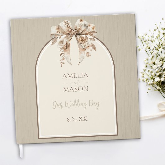 Boho Watercolor Bow Mariage livre d'hôtes