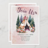 Boho Watercolor Camping Uitnodiging (Voorkant / Achterkant)