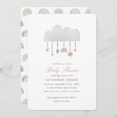 Boho Watercolor Cloud Genre Neutre Invitation (Devant / Derrière)