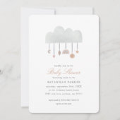 Boho Watercolor Cloud Genre Neutre Invitation (Devant)