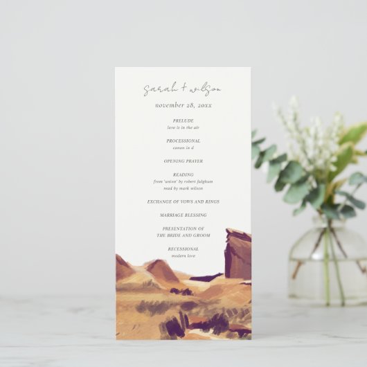 Boho Watercolor Desert Landscape Wedding Programme (Debout devant)