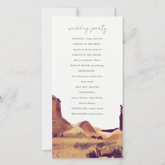 Boho Watercolor Desert Landscape Wedding Programme (Dos)