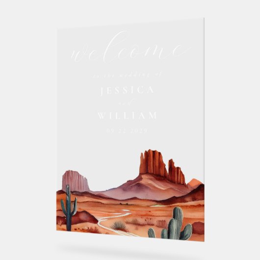Boho Watercolor Desert Mariage Welcome (Angle)