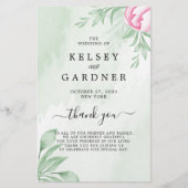Boho Watercolor Eucalyptus Wedding Programme (Devant)