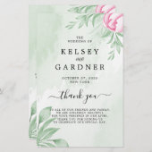 Boho Watercolor Eucalyptus Wedding Programme (Devant / Derrière)