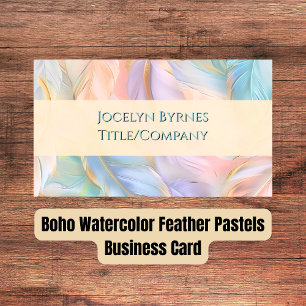 Boho Watercolor Feather Pastels Carte de visite