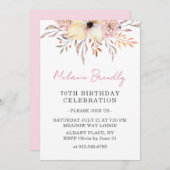 Boho Watercolor Floral 70e anniversaire Invitation (Devant / Derrière)