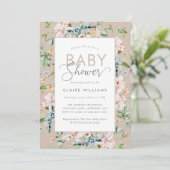 Boho Watercolor Floral Baby shower Invitation (Debout devant)
