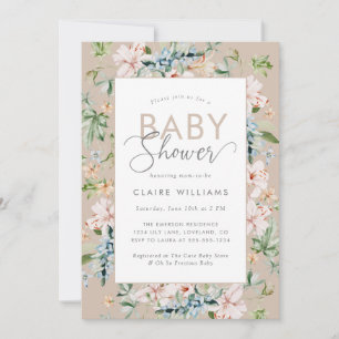 Boho Watercolor Floral Baby shower Invitation