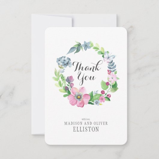 Boho Watercolor Floral & Butterfly | MERCI (Devant)