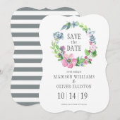 Boho Watercolor Floral & Butterfly | Save the date (Devant / Derrière)