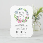 Boho Watercolor Floral & Butterfly | Save the date (Debout devant)