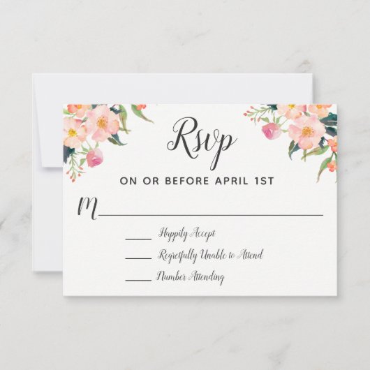 Boho Watercolor Floral Wedding RSVP (Devant)