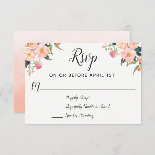 Boho Watercolor Floral Wedding RSVP (Devant / Derrière)