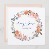 Boho Watercolor Floral Wreath Faire-part de mariag (Devant / Derrière)