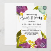 Boho Watercolor Flowers Sweet sixteen Invitation (Devant / Derrière)