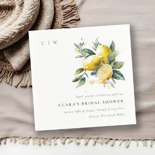 Boho Watercolor Gele Citroen Tuin Bruiloftsfeest Servet