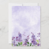 Boho Watercolor Lilac Flowers Faire-part de mariag (Dos)