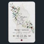Boho Watercolor Magnet Réservez la date Floral<br><div class="desc">Ce 4 X 6 flexible enregistrer l'aimant de données est sûr de faire une déclaration. Les enveloppes doivent être commandées séparément. Le design de beaux fleurs sauvages aquarellés disposés sur un joli arrière - plan gris aquarelle. Cette option Save the Date est idéale pour le printemps, l'été ou le mariage...</div>