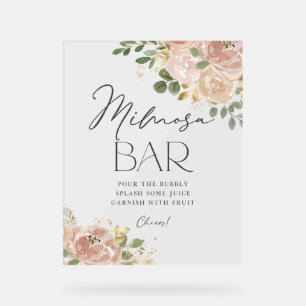 Boho Watercolor Mauve Peach Flowers Mimosa Bar