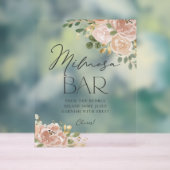 Boho Watercolor Mauve Peach Flowers Mimosa Bar (Neutre)
