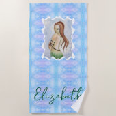 Boho Watercolor Mermaid Personalized Strandlaken (Voorkant)