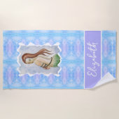 Boho Watercolor Mermaid Personalized Strandlaken (Voorkant)