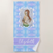 Boho Watercolor Mermaid Personalized Strandlaken (Voorkant)