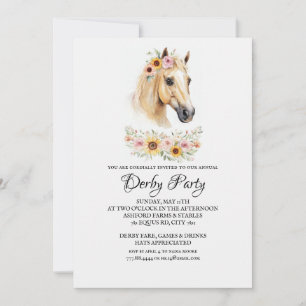 Boho Watercolor Paard Kentucky Derby Feest Uitnodi Kaart
