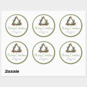 Boho Watercolor Pine Wreath Christmas Sticker (Feuille)