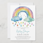 Boho Watercolor Rainbow Baby shower Invitation (Devant)