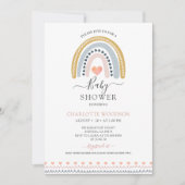 Boho Watercolor Rainbow Baby shower Invitation (Devant)