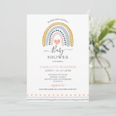 Boho Watercolor Rainbow Baby shower Invitation (Debout devant)
