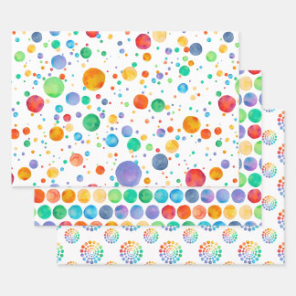 Boho Watercolor Rainbow Dot Wrapper Set Papier