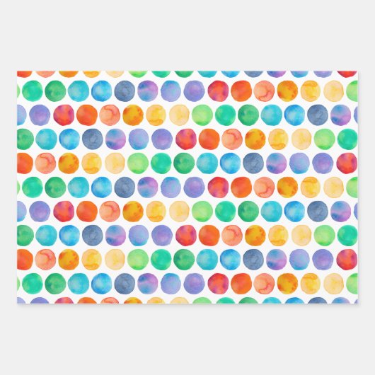 Boho Watercolor Rainbow Dot Wrapper Set Papier (Devant 2)