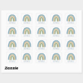 Boho Watercolor Rainbow Name School Étiquette Blue (Feuille)