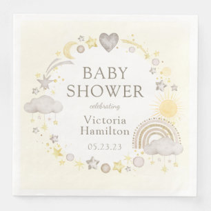 Boho Watercolor Regenboog Baby Shower Servet